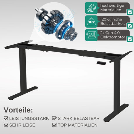 höhenverstellbares Schreibtischgestell LIFT S5 schwarz/weiß/silber, elektrisch