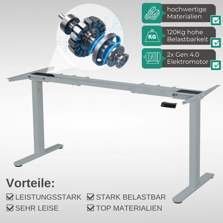 höhenverstellbares Schreibtischgestell LIFT S5 schwarz/weiß/silber, elektrisch