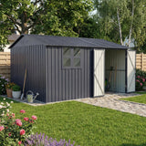 Albatros Profi Gerätehaus XXXL – verzinktes Metall in Anthrazit (RAL 7016) | 371x304x201cm