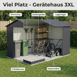 Albatros Profi Gerätehaus XXXL – verzinktes Metall in Anthrazit (RAL 7016) | 371x304x201cm