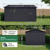 Albatros Profi Gerätehaus XXXL – verzinktes Metall in Anthrazit (RAL 7016) | 371x304x201cm