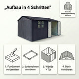 Albatros Profi Gerätehaus XXXL – verzinktes Metall in Anthrazit (RAL 7016) | 371x304x201cm