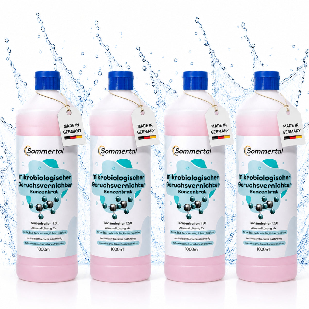 Sommertal Mikrobiologischer Geruchsvernichter Konzentrat 4L – 1:50 für Tiergerüche, Küche, Bad, Sanitär, Polster & Teppiche