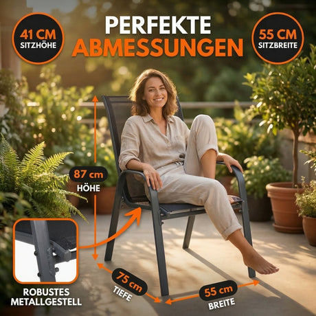 Gartenstühle Kuba, stapelbar mit robustem Metallgestell