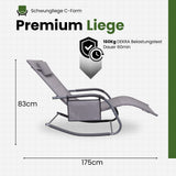 Premium Gartenliege C-FORM | Schwungliege Relaxliege Gartenstuhl| mit Kopfkissen | wetterfest ergonomisch Relaxsessel | belastbar bis 160Kg