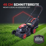 Rasenmäher Benzin mit Antrieb BR460 – 5,4PS (4,0kW) 170ccm mit Antrieb, 46cm Schnittbreite, Mulchen, Schnitthöhenverstellung, Easy Clean Anschluss, Große Räder, 60L Korb