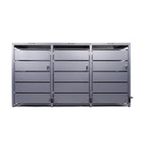 Mülltonnenbox 3er mit Pedal, 120L bis 240L, für Drei Tonnen, Metallverkleidung aus verzinktem Stahl, Anthrazit Grau RAL7016, abschließbar, wetterfest, ISO9227, mit Aufkleber Set