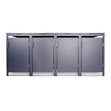 Mülltonnenbox 4er Hauswandversion, 120L bis 240L, für Vier Tonnen, verzinktes Metall RAL7016 Anthrazit, offene Rückseite, bessere Belüftung, wetterfest, ISO9227, verstellbare Füße