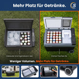 Kompressor-Kühlbox mit Eiswürfelmaschine C32E, −20 bis +20 °C, 12/24V & 230V, App-Steuerung und Trolleyfunktion.