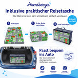 Arensberger Kinderreisebett Matratze 60x120 cm – faltbare Baby- & Kindermatratze mit Stadtmotiv, Nanocell Gelschaum, abnehmbarer Bezug & Tragetasche