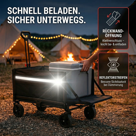 Albatros Bollerwagen klappbar 120L mit Flaschenöffner & Getränkehalter
