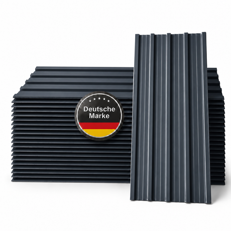Albatros Trapezblech Dachplatten 12er oder 22er Set, Anthrazit RAL 7016 oder Grün RAL 6005, 1090 x 445 mm, verzinkt, Dachblech Profilblech für Gartenhaus, Carport, Schuppen und Gerätehaus