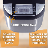 Reiskocher RK50 5 Liter – Elektrischer Reiskocher mit 3D Heizsystem, Warmhaltefunktion & Timer – Reiskocher mit Touch Bedienung – Premium Reiskocher – 790W