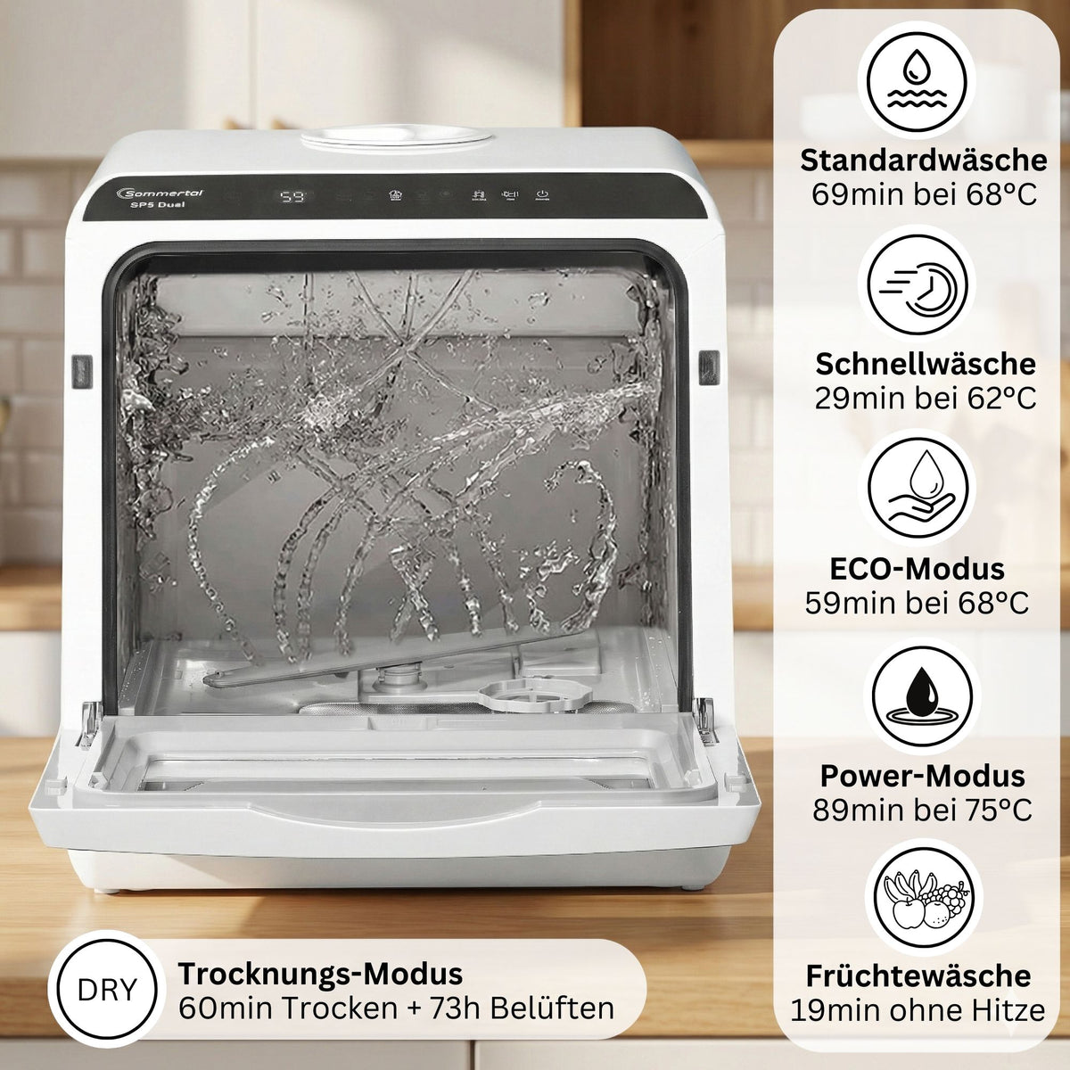 Tischgeschirrspüler SP5 Dual Mini Spülmaschine