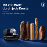 Sommertal Allesschneider AS190 DUAL 200 W Edelstahlmesser mit Wellenschliff und glatten Schliff