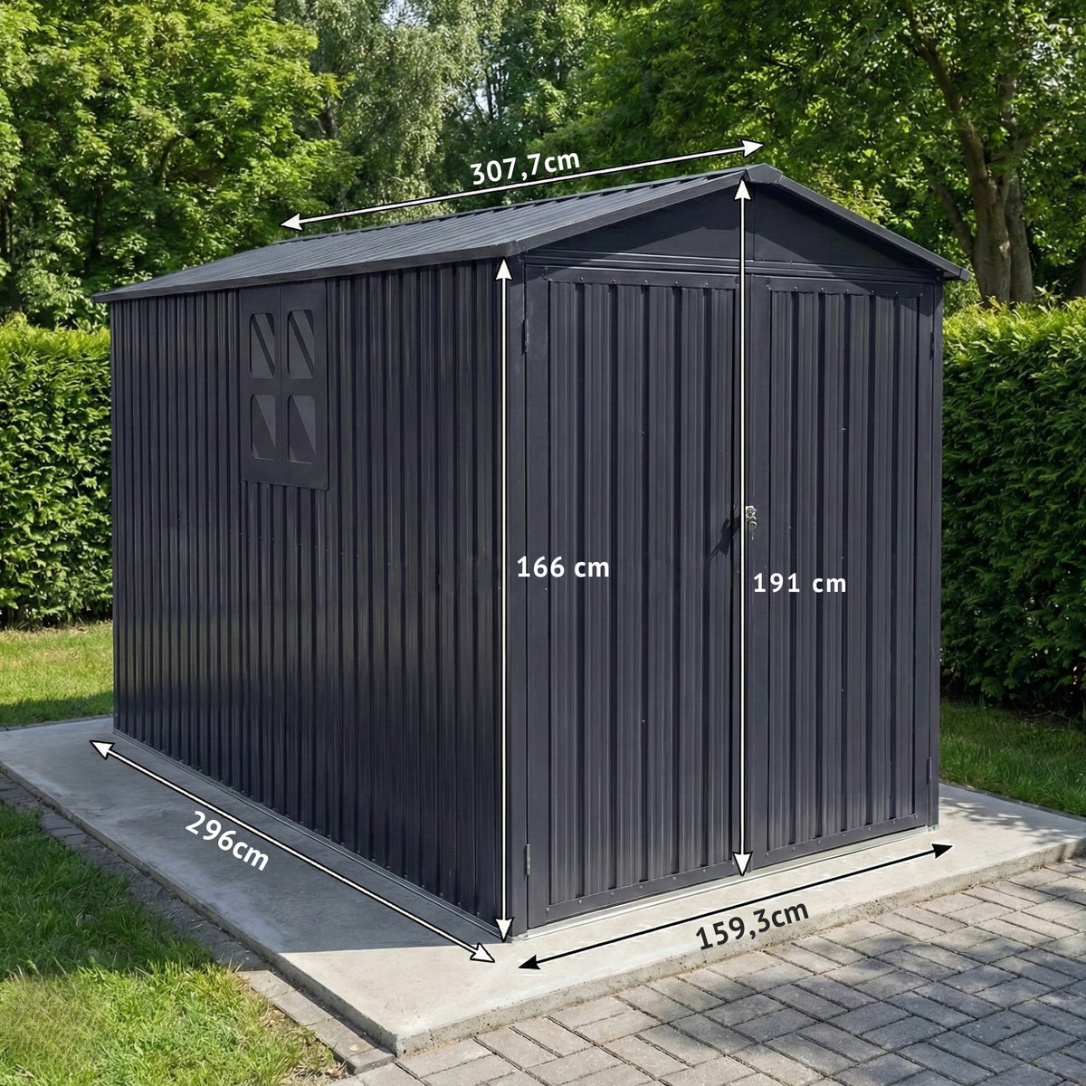 Albatros Premium Motorradgarage – verzinktes Metall in Anthrazit (RAL 7016) | 169x308x191cm