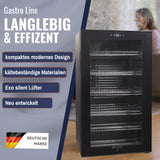 Kühlschrank GK 100– Leiser Getränkekühlschrank mit LED, Touchscreen & Schloss kleiner Flaschenkühlschrank schwarz 100L