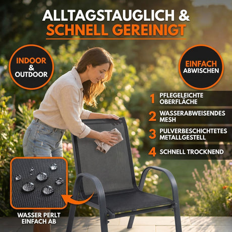 Gartenstühle Kuba, stapelbar mit robustem Metallgestell