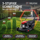 Rasenmäher Benzin BR390 – 4,0PS (2,9kW) 127ccm, 39cm Schnittbreite, Schnitthöhenverstellung, kompakt, 35L Fangkorb