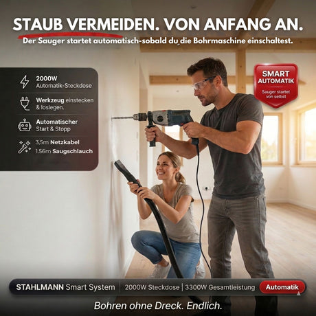STAHLMANN VAC3300 Industriestaubsauger; 30L Tank, integrierte Steckdose
