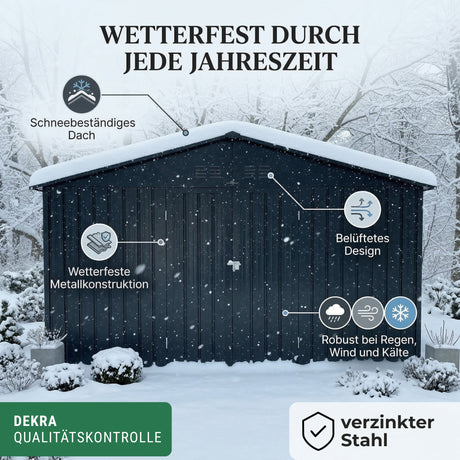 Albatros Gerätehaus 5XL | Anthrazit RAL 7016 | 339,6x375,3x199,6cm | abschließbar inkl. Schloss & Haken | Gartenhaus aus verzinktem wetterfestem Metall | Geräteschuppen für Garten & Geräte