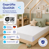 Arensberger Kindermatratze Babymatratze NORA, Höhe 12cm, Bezug waschbar & abnehmbar, punktelastischer Gelschaum, Jugendmatratze, allergikerfreundlich premium Bezug