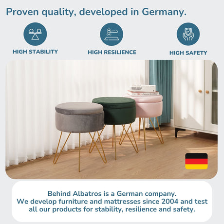 Sitzhocker mit Stauraum CANNES Sherpa oder Samtbezug