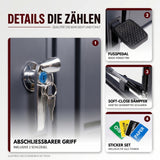 Mülltonnenbox 2er mit Pedal, 120L bis 240L, für Zwei Tonnen, Metallverkleidung aus verzinktem Stahl, Anthrazit Grau RAL7016, abschließbar, wetterfest, ISO9227, mit Aufkleber Set