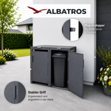 Mülltonnenbox 2er Hauswandversion, 120L bis 240L, für Zwei Tonnen, verzinktes Metall RAL7016 Anthrazit, offene Rückseite, bessere Belüftung, wetterfest, ISO9227, verstellbare Füße