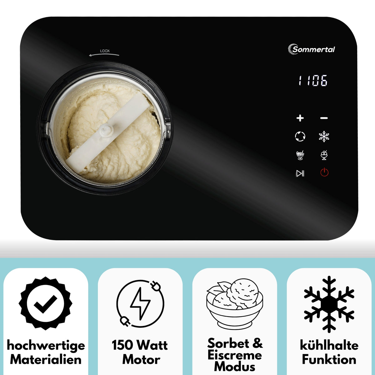 Eiscreme Maschine ICE1500 3-in-1 Eismaschine, Milcheis & Sorbet