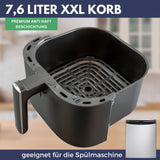 Sommertal Heißluftfritteuse HF760 - 7,6L XXL Airfryer - Touchscreen, 8 Programme, 2000 Watt, TÜV Rheinland GS geprüft