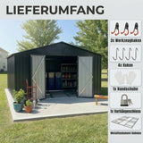 Albatros Gerätehaus 5XL | Anthrazit RAL 7016 | 339,6x375,3x199,6cm | abschließbar inkl. Schloss & Haken | Gartenhaus aus verzinktem wetterfestem Metall | Geräteschuppen für Garten & Geräte