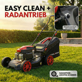 Rasenmäher Benzin mit Antrieb BR460 – 5,4PS (4,0kW) 170ccm mit Antrieb, 46cm Schnittbreite, Mulchen, Schnitthöhenverstellung, Easy Clean Anschluss, Große Räder, 60L Korb