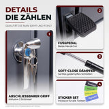 Mülltonnenbox 4er mit Pedal, 120L bis 240L, für Vier Tonnen, Metallverkleidung aus verzinktem Stahl, Anthrazit Grau RAL7016, abschließbar, wetterfest, ISO9227, mit Aufkleber Set