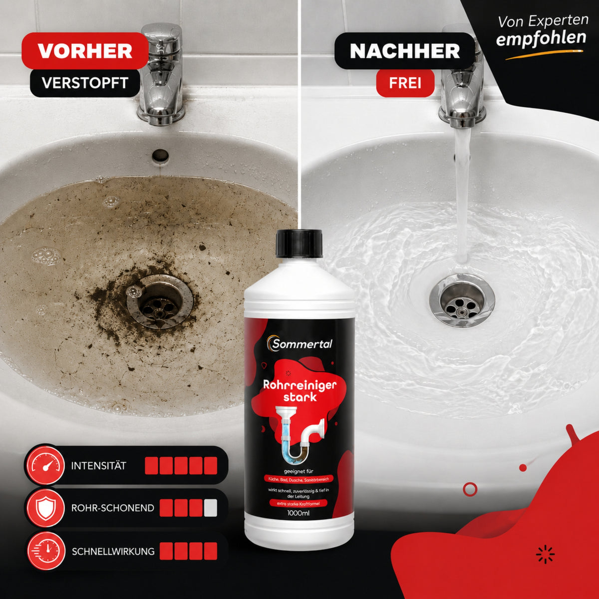 Sommertal Rohrreiniger stark 4000 ml, Abflussreiniger extra stark pH 14