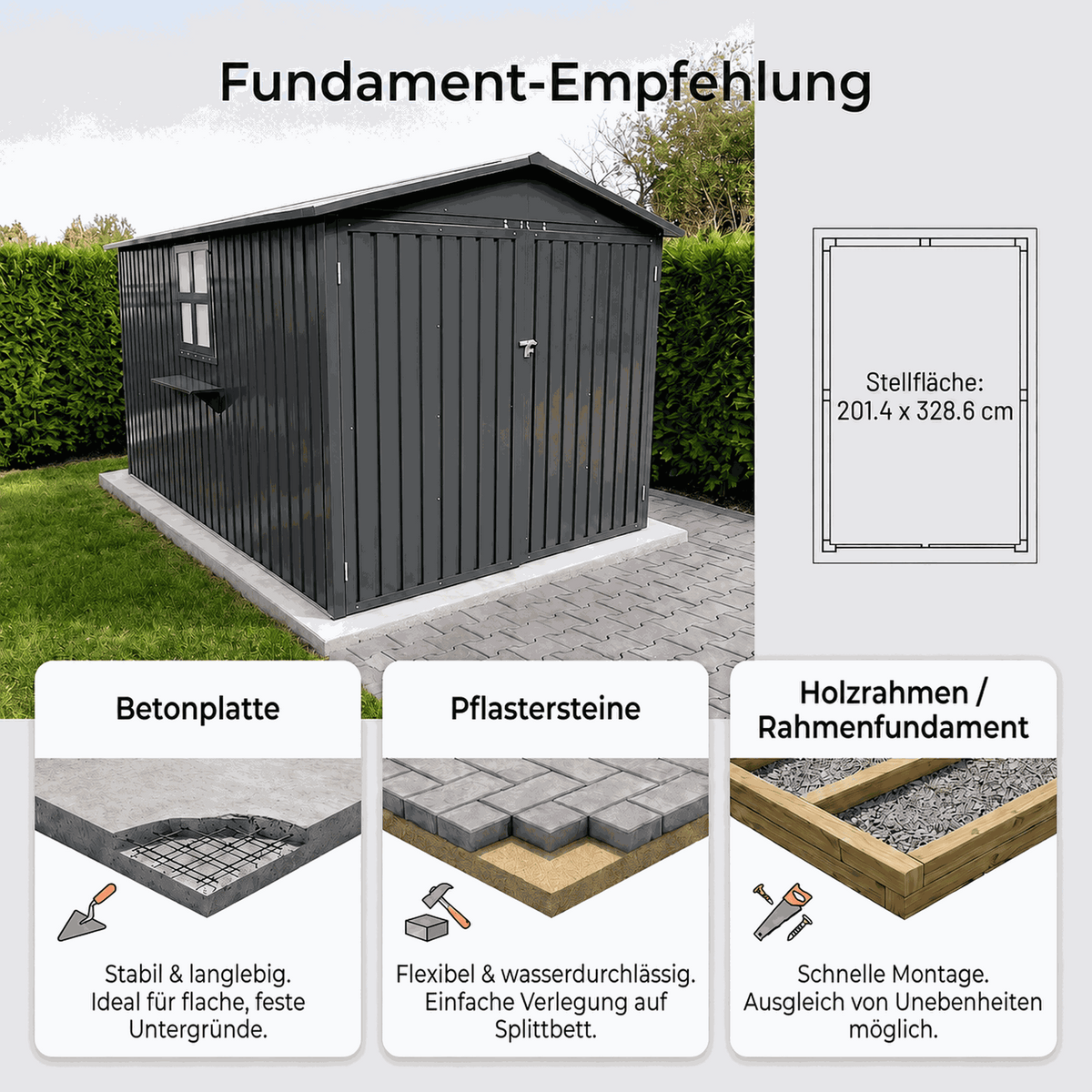 Albatros Premium Quad-Garage – verzinktes Metall in Anthrazit (RAL 7016) | 201,4 × 328,6 × 190,9 cm | Quad-Unterstellplatz | wetterfeste Quad-Garage, abschließbar