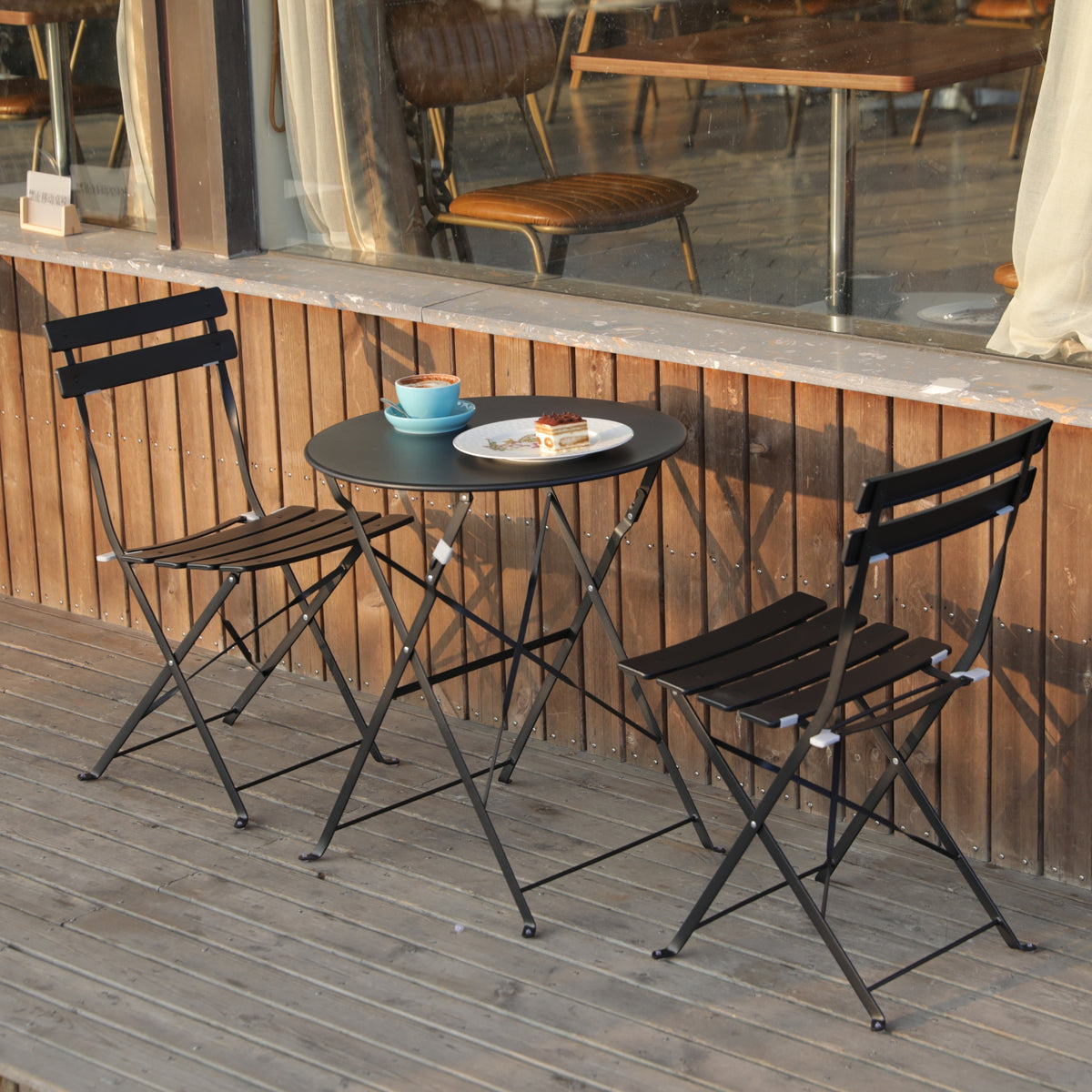 Bistroset 3-teilig, klappbarer Bistrotisch mit 2 Stühlen