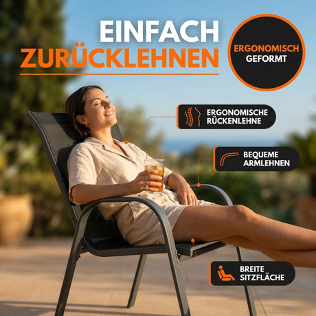 Gartenstühle Kuba, stapelbar mit robustem Metallgestell