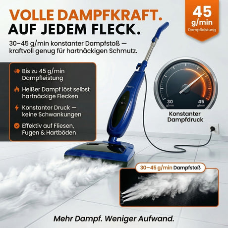 Sommertal Dampfreiniger für Böden 2-in-1 – 1200W, 500ml Tank, 30–45 g/min, Dampfmop & Handdampfreiniger