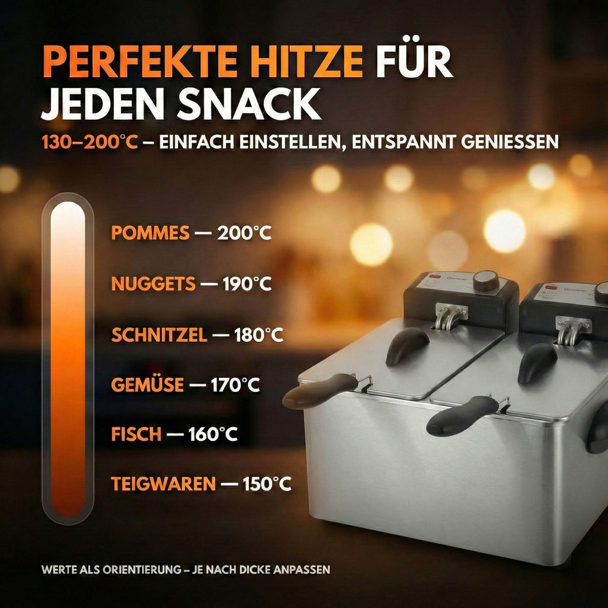 DF3600 Doppel Fritteuse 2x3L 3600W Edelstahl + 1L Fettlöser