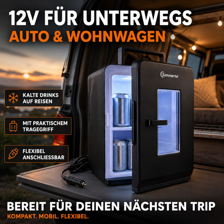 KS15 Mini Kühlschrank, zum kühlen und wärmen, Volumen 15L, AC für Haus Steckdose und DC für Auto 12V Betrieb, Bierkühlschrank lautlos Getränkekühlschrank klein