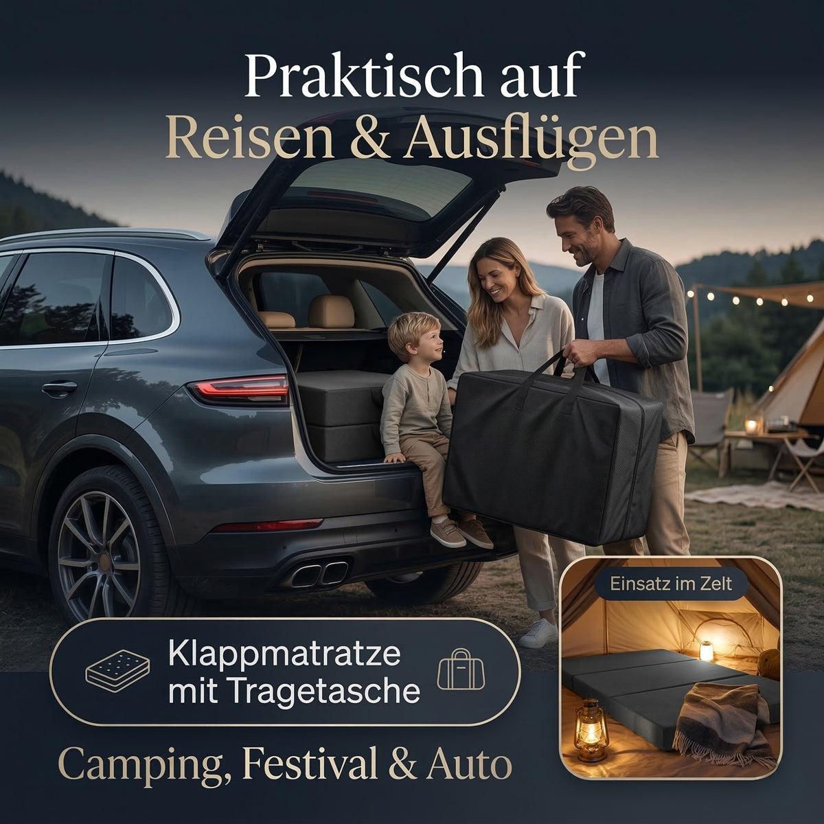 Arensberger Amalia Gästebett Klappmatratze | 16 cm XXL NANOCELL® Gelschaum | Faltmatratze mit Transporttasche
