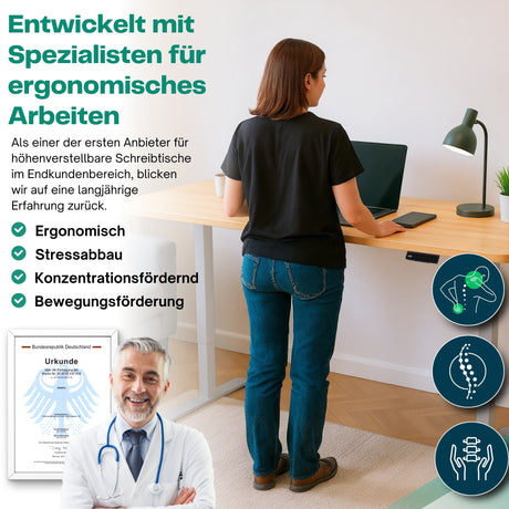 höhenverstellbares Schreibtischgestell LIFT S5 schwarz/weiß/silber, elektrisch