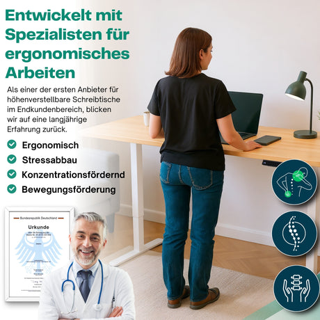 höhenverstellbares Schreibtischgestell LIFT S5 schwarz/weiß/silber, elektrisch