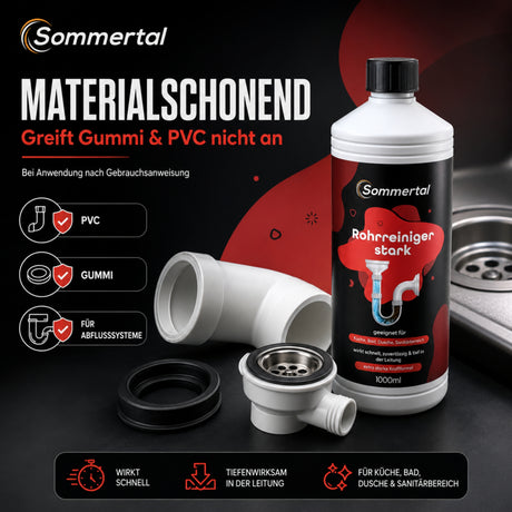 Sommertal Rohrreiniger stark 2000 ml, Abflussreiniger extra stark pH 14
