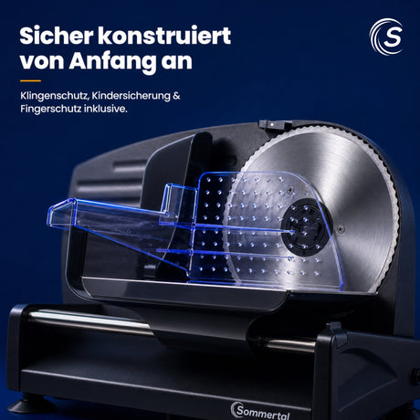 Sommertal Allesschneider AS190 DUAL 200 W Edelstahlmesser mit Wellenschliff und glatten Schliff