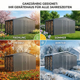 Albatros Gerätehaus 4XL | Anthrazit RAL 7016 | 386,6x325,5x204cm | abschließbar inkl. Schloss & Werkzeughaken | Gartenhaus aus verzinktem wetterfestem Metall