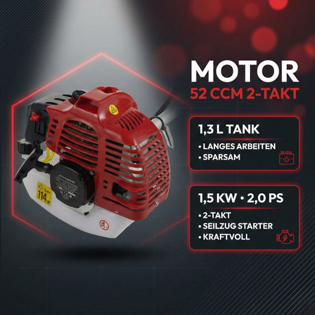 Stahlmann Freischneider Benzin MS520 – Motorsense Benzin mit kraftvollem 3PS Motor, 42cm Schnittbreite