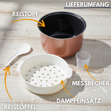Reiskocher RK50 5 Liter – Elektrischer Reiskocher mit 3D Heizsystem, Warmhaltefunktion & Timer – Reiskocher mit Touch Bedienung – Premium Reiskocher – 790W