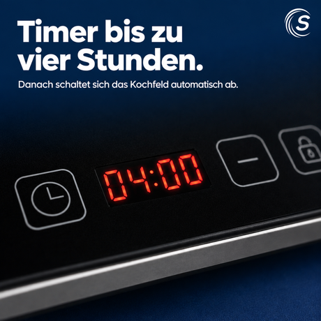 Sommertal Induktionskochfeld  Tragbar Super-Slim Design bis 240 °C mit 4h Timer